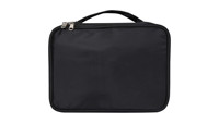 Sac cosmétique OEM en polyester imperméable avec poignée, grande capacité, portable, pour voyage, pochette de rangement pour maquillage, double fermeture éclair, personnalisable