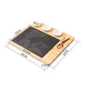 Tabla de Cortar de Madera de Acacia, Rectangular, 2 cm de Grosor, Incluye Tazas de Salsa de Cerámica, Tabla de Quesos - Product Image 1