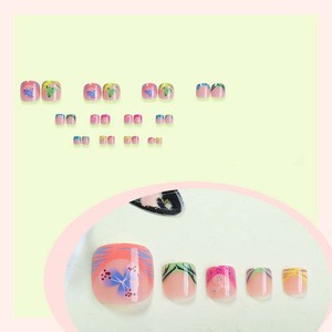 Fabricante al por mayor 24 piezas Diseños <span class=keywords><strong>de</strong></span> <span class=keywords><strong>uñas</strong></span> <span class=keywords><strong>de</strong></span> Punta francesa Prensa <span class=keywords><strong>en</strong></span> Punta ABS <span class=keywords><strong>Flores</strong></span> coloridas Squrae Prensa <span class=keywords><strong>en</strong></span> <span class=keywords><strong>uñas</strong></span> para dedos <span class=keywords><strong>de</strong></span> los pies - Product Image 4