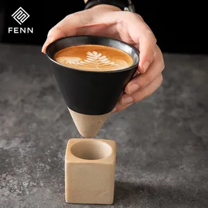 New Design 90/150/200ml Vintage Funnel Ceramic Retro Clay Coffee Latte Cup Tea Cups Coarse Pottery Coffee Cup