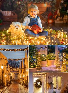 Guirlandes solaires d'extérieur étanches, 8 modes, IP65, lumières de Noël alimentées par l'énergie solaire, blanc chaud, pour la décoration d'arbres, de fêtes et de jardins - Product Image 5