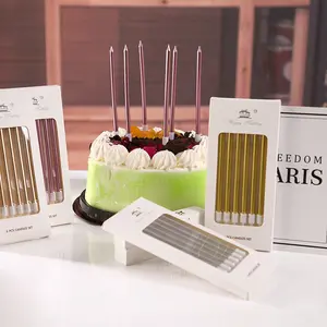 Penjualan Laris Grosir Lilin Digital Emas Dekorasi Kue Ulang Tahun Pesta Kemasan Tunggal Lilin Panjang Bentuk Pensil Lilin Ulang Tahun