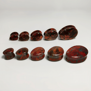 Pendientes de Piedra Natural Jaspe Brechado en Forma de Lágrima, Expansores, Túneles, Joyería para Piercing, Regalo de Moda - Product Image 3