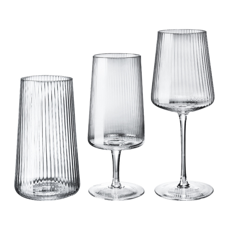 Nordic Simple Vertical Grain Dense Corrugated Glass Red Wine Glass by Aodeyu (Model 98061) | phonenu