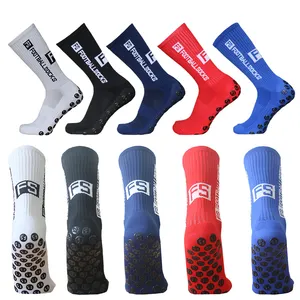 High Quality Soccer Sport Men Crew Socks Non-slip Custom Grip Round Silicone Professional Training Football Socks