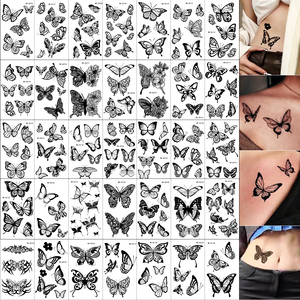 35 pz/set nero farfalla tatuaggio adesivo del tatuaggio arte del corpo finto <span class=keywords><strong>Tatoo</strong></span> temporaneo braccio impermeabile adesivo del tatuaggio per la festa - Product Image 1