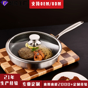 Sartén redonda antiadherente de acero inoxidable 316 con diseño de panal para cocinar en casa - Product Image 4