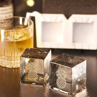 Tête de moulage réutilisable en laiton pour glaçons, accessoire de décoration de cocktails, outil de pressage de glaçons avec manche en bois pour bar, hôtel, événement