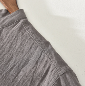 بلوزة صيفية بسيطة من القنب القطني غير رسمية للرجال قميص فضفاض وسيم للشباب - Product Image 6