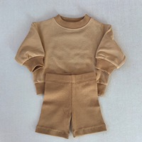 Ensemble de sweat-shirts pour enfants printemps-automne, style européen et américain, col rond, coupe ample, coton éponge, couleur unie, vêtements décontractés
