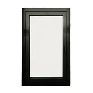 Disesuaikan hitam Triple Glazed kaca Tempered aluminium Aloi Casement jendela aluminium Thermal Break pintu dan jendela