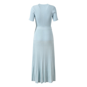 Abiti da donna estivi di lusso eleganti abito lungo a maniche corte con scollo a o - Product Image 2