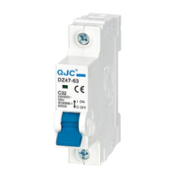 QJC DZ47 MCB 1 pôle 1 p 1 pôle monophasé 1A 2A 3A 4A 6A 10A 16A 20A 25A 32A 40A 50A 63A ac dc mini disjoncteurs miniatures