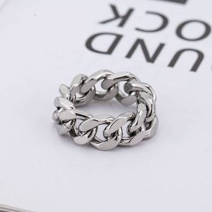yunnique Men's <b>Titanium</b> Steel <b>Chain</b> Ring Geometric Design Punk Style Jewelry Gift Occasion - Product Image 2