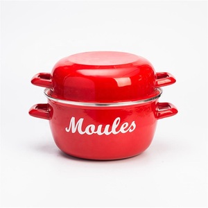 Chinese Professional Manufacturer Custom Pattern Enamel Cast Iron Seafood <strong>Mussels</strong> Deep <strong>Pot</strong> for Restaurant - Product Image 2