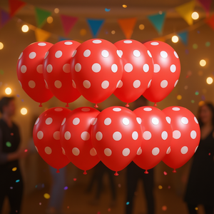 Globos de Fiesta Rojos con Puntos, 12 Piezas, Redondos, de Látex, Decoraciones para Fiestas de Cumpleaños Infantiles, Desechables - Product Image 5