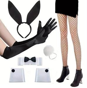 Nuevo Conjunto de <span class=keywords><strong>Disfraz</strong></span> de Conejita de Halloween: Diadema con Orejas de Conejo, Lazo y Cola de Peluche, Accesorios para Fiesta - Product Image 1