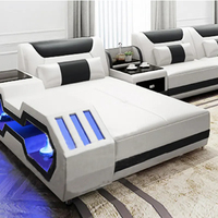 Juego de Sofás Seccionales de Lujo Modernos con LED, Muebles para Sala de Estar, Sofá Cama
