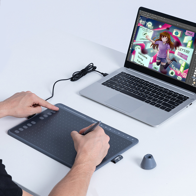 Huion HS611 Graphics Drawing Tablet with 10x6 Inch Workspace 8192 Levels Battery-Free Stylus