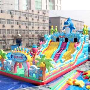 New Inflatable Castle <strong>Slide</strong> <strong>Trampoline</strong> Jump Outdoor Children Shark Inflatable Rock Climbing - Product Image 5