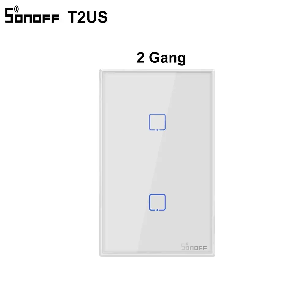 Sonoff TX T2US2C RF WiFi Switch Touch Control Wall Light Switch 2Gang 120 Type Panel Wall Touch Light Switch 433Mhz Smart Home