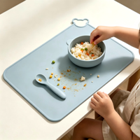 Set de table en silicone à motif moderne pour le déjeuner scolaire des tout-petits, résistant à la chaleur, antidérapant, réutilisable et compatible lave-vaisselle