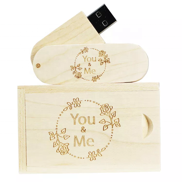 Rotating Wooden USB 2.0 Flash Drive High Speed Super Best USB Chips Custom Logo 128GB Capacity 3-Year Warranty 10+ Year