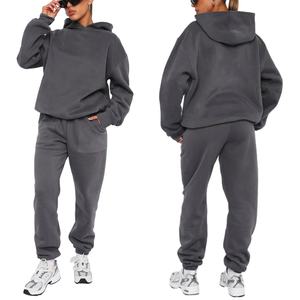 <span class=keywords><strong>Ensemble</strong></span> <span class=keywords><strong>pantalon</strong></span> décontracté pour <span class=keywords><strong>femme</strong></span>, couleur unie, sweat à capuche <span class=keywords><strong>en</strong></span> polaire à manches longues et tissu <span class=keywords><strong>en</strong></span> polyester ample pour la saison d'automne - Product Image 5