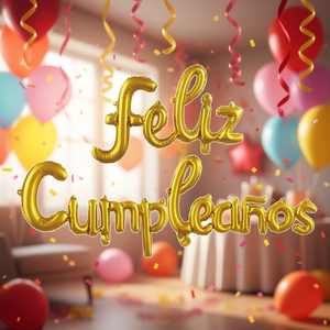 Palloncini in Lamina d'Oro Metallizzata 'Party Love Feliz Cumpleaos' 44X63CM 36X164CM, Decorazioni per Feste di Compleanno - Product Image 2