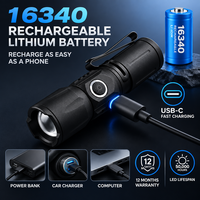 Lampe de poche industrielle 500 lumens XHP50 LED, torche zoomable avec clip métallique, rechargeable par USB 16340, lumière EDC pour réparation automobile