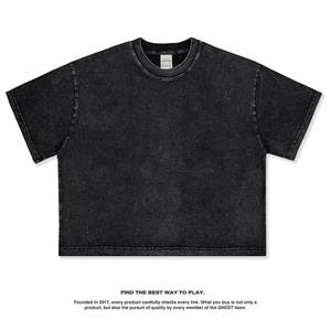 T-shirt Americana Retrò a Maniche Corte, Vestibilità Ampia e Pulita, Effetto Lavato e Consumato, Stile Street, Tinta Unita, Tessuto Traspirante e Anti-umidità - Product Image 3