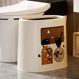 Vintage Style Narrow Slot Trash Can Cylindrical Large Size High End Plastic Toilet Wastebasket Indoor Use - Product Image 1