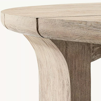 Table basse RH Lagos en chêne marbré, grain naturel, pieds courbes, style village américain, durable, portable, résistante aux intempéries