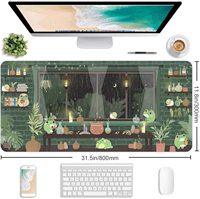Tapis de souris mignon en forme de grenouille verte, tapis de souris de jeu, base en caoutchouc antidérapante, tapis de clavier, tapis de bureau pour la maison et le bureau, 31,5 x 11,8 pouces