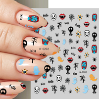 Autocollants 3D d'Halloween effrayants en gros : Fantômes, Lèvres de vampire, Toiles d'araignée – Décorations adhésives pour ongles DIY