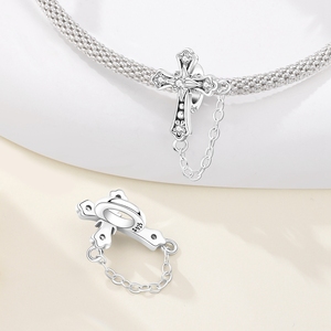 MULA Jewelry Set-Classique Argent 925 Croix Charms Perles Anneaux Boucles d'oreilles Collier Bracelet pour Cérémonies Religieuses en Argent - Product Image 3