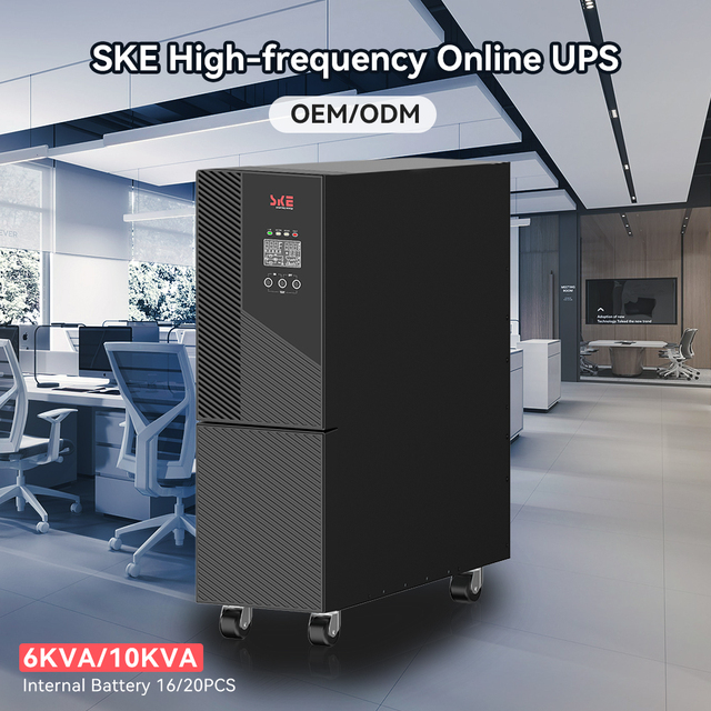 SKE High Efficiency Single Phase On-line UPS Built-in 16pcs 9AH Bat 0ms Transfer Time Tower Type UPS 10KVA 10KW for Data Center