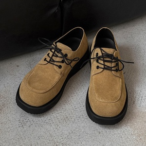 Chaussures en cuir décontractées à bout rond pour hommes, style business casual, à lacets, montantes, à semelle épaisse, tendance rétro, chaussures de travail, vente en gros sur mesure - Product Image 6