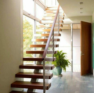 <span class=keywords><strong>Escalera</strong></span> Minimalista de <span class=keywords><strong>Madera</strong></span> y Metal con Canal Doble en U, <span class=keywords><strong>Barandilla</strong></span> de Vidrio Elegante para Diseño Interior Contemporáneo - Product Image 4