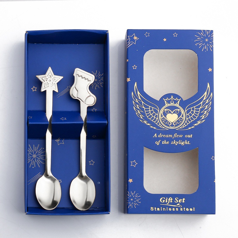 Blue box silver spoon-socks stars