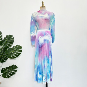 ชุดจีบพลีทลายไล่สี PY Miyake เสื้อแขนยาว + กระโปรงพลีททรงหลวมขนาดใหญ่ ชุดสองชิ้น ขายส่งเสื้อผ้าจำนวนมาก - Product Image 4