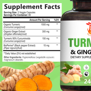 Cápsulas de Cúrcuma y Jengibre a Precio de Mayoreo, Suplemento Dietético para una Piel Saludable, Promueve la Salud del Corazón - Product Image 2