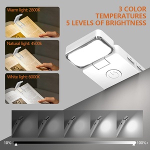 EGH Portable Travel Mini LED Book <b>Light</b> 3 Color USB Clip Indoor Reading <b>Light</b> Ultra Lightweight White & Red Shade Rechargeable - Product Image 2