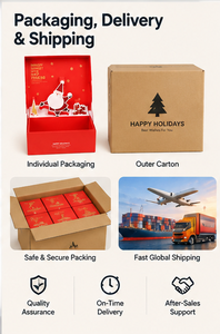 Caja de Regalo Navideña Roja Personalizada, Cartón Reciclable con Diseño de Santa Claus, Interior Liso para Regalos, Caja de Regalo de Navidad - Product Image 6
