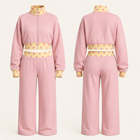 Ensemble de jogging et survêtement de sport pour femme avec logo personnalisé, col montant, coupe lourde, pour entraînement, fitness, gym et loisirs
