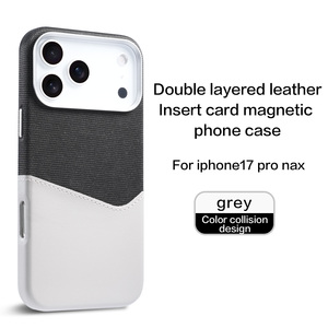 카드 홀더 충격 방지 하드 커버가있는 <span class=keywords><strong>iPhone</strong></span> 17 Pro Max Plus 용 럭셔리 마그네틱 가죽 지갑 휴대 전화 케이스 - Product Image 5
