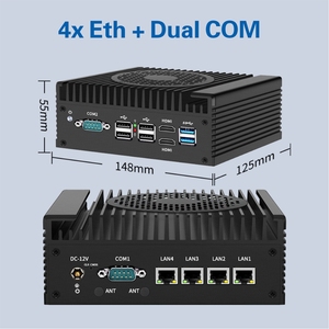 4 LAN 6 USB 2 COM N100 Linux Win11 Wifi 4GインダストリアルミニボックスPCインテルN100 Rich IO Fanless AU & USプラグコンパクト埋め込み - Product Image 6