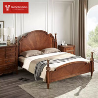 Amerikanisches Schlafzimmermöbel Wien Massivholz Geschnitztes Säulenbett Französischer Mittelalterlicher Stil Karamell Klassisches 1,8-Meter Doppelbett
