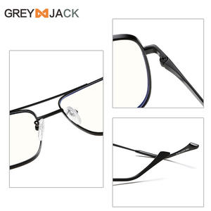 Monture de lunettes en métal carré à double pont Greyjack, unisexe, monture complète, protection contre la lumière bleue G026OP - Product Image 3