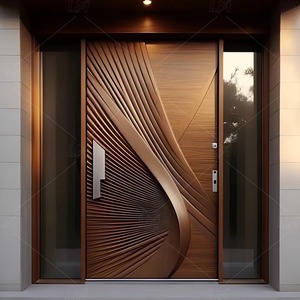 Puerta de Entrada Blindada de Alta Gama <span class=keywords><strong>para</strong></span> Exteriores con Diseño de Madera, Puerta de Entrada Moderna de Acero de Seguridad Antirrobo en Venta - Product Image 1